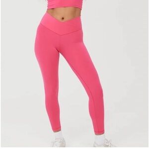 Aerie Pink High-Waisted Cross Over Leggings